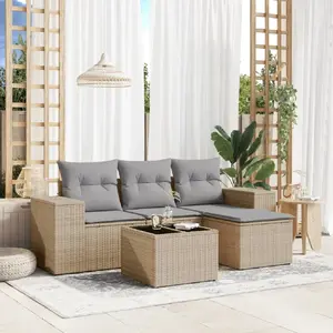 Comparateur de prix : vidaXL Salon de jardin avec coussins 5 pcs beige résine tressée