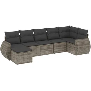 vidaXL Salon de jardin avec coussins 7 pcs gris résine tressée pas cher