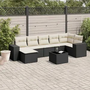 vidaXL Salon de jardin 8 pcs avec coussins noir résine tressée pas cher
