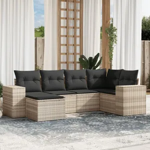 vidaXL Salon de jardin 6 pcs avec coussins gris clair résine tressée pas cher