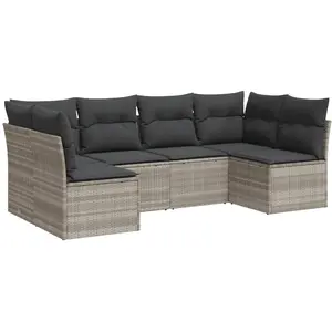 vidaXL Salon de jardin 6 pcs avec coussins gris clair résine tressée pas cher