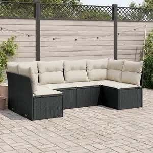 vidaXL Salon de jardin 6 pcs avec coussins noir résine tressée pas cher