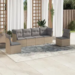 vidaXL Salon de jardin avec coussins 6 pcs beige résine tressée pas cher