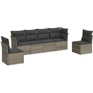 vidaXL Salon de jardin 6 pcs avec coussins gris résine tressée pas cher