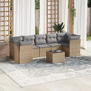 vidaXL Salon de jardin avec coussins 8 pcs beige résine tressée pas cher