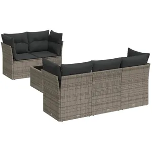 vidaXL Salon de jardin 6 pcs avec coussins gris résine tressée pas cher