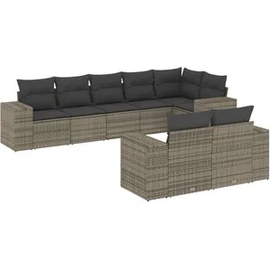 vidaXL Salon de jardin 8 pcs avec coussins gris résine tressée pas cher