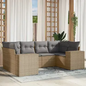 vidaXL Salon de jardin avec coussins 6 pcs beige résine tressée pas cher