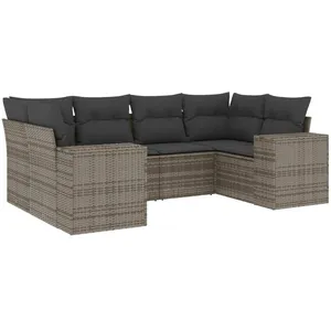 vidaXL Salon de jardin 6 pcs avec coussins gris résine tressée pas cher