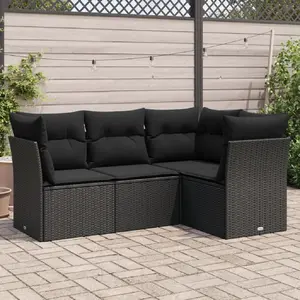 Comparateur de prix : vidaXL Salon de jardin 4 pcs avec coussins noir résine tressée
