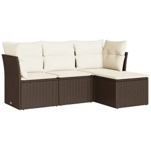 Comparateur de prix : vidaXL Salon de jardin 4 pcs avec coussins marron résine tressée