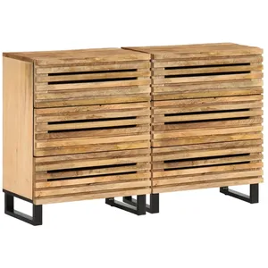 Comparateur de prix : vidaXL Buffets 2 pcs 60x34x75 cm bois de manguier massif brut
