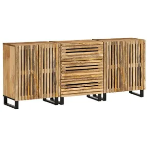 Comparateur de prix : vidaXL Buffets 3 pcs 60x34x75 cm bois de manguier massif brut