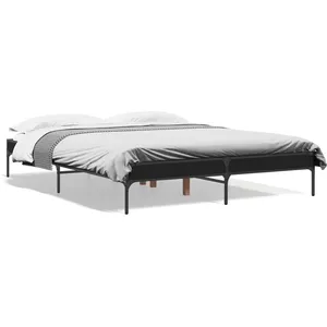 vidaXL Cadre de lit noir 140x200 cm bois d'ingénierie et métal pas cher