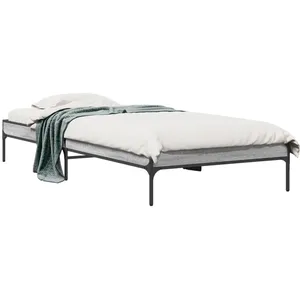 vidaXL Cadre de lit sonoma gris 100x200 cm bois d'ingénierie et métal pas cher
