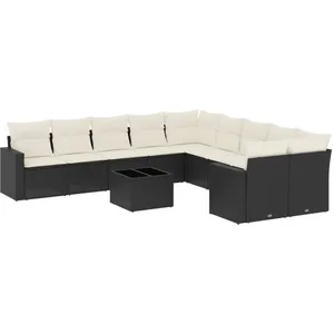 vidaXL Salon de jardin 11 pcs avec coussins noir résine tressée pas cher
