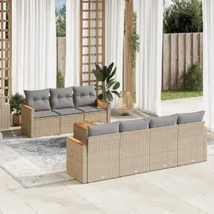 vidaXL Salon de jardin avec coussins 8pcs mélange beige résine tressée pas cher