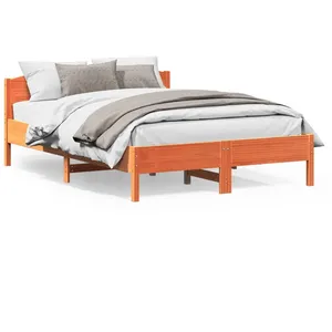 vidaXL Cadre de lit et tête de lit cire marron 160x200 cm bois de pin pas cher