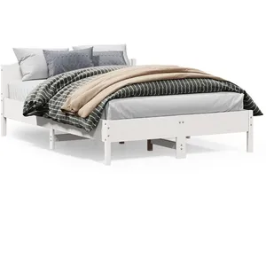 vidaXL Cadre de lit avec tête de lit blanc 150x200 cm bois pin massif pas cher