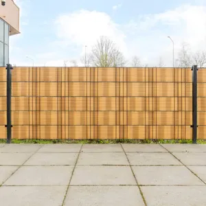 vidaXL Paravents de balcon 10 pcs marron clair 255x19cm résine tressée pas cher