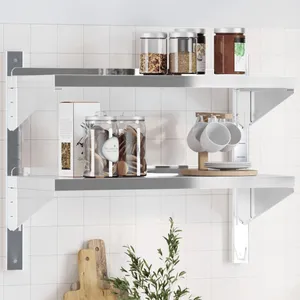 Comparateur de prix : vidaXL Étagère murale à 2 niveaux 75x30x60 cm argenté acier inoxydable