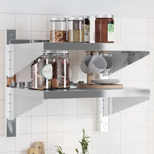 Comparateur de prix : vidaXL Étagère murale à 2 niveaux 50x40x60 cm argenté acier inoxydable
