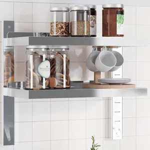 Comparateur de prix : vidaXL Étagère murale 2 niveaux 50x23,5x60 cm argenté acier inoxydable