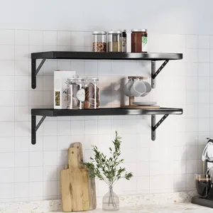 vidaXL Étagères murales 2 pcs 75x30x3 cm noir acier inoxydable pas cher