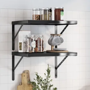Comparateur de prix : vidaXL Étagères murales 2 pcs 50x40 cm noir acier inoxydable
