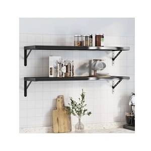 Comparateur de prix : VIDAXL Etagères murales 2 pcs 100x30 cm noir acier inoxydable, étagère flottante, étagère murale d'exposition, panneau d'étagère