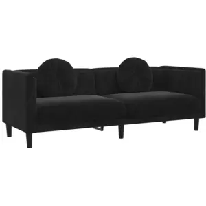 vidaXL Canapé avec coussins 3 places noir velours