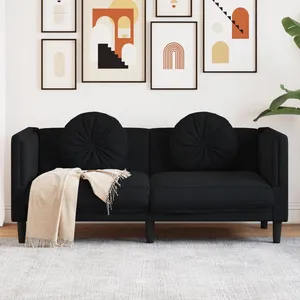 vidaXL Canapé avec coussins 2 places noir velours pas cher