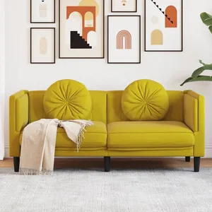 vidaXL Canapé avec coussins 2 places jaune velours