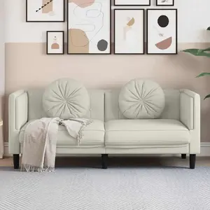 vidaXL Canapé avec coussins 2 places crème velours