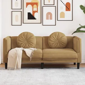 vidaXL Vidaxl Canapé À 2 Places Avec Coussins Marron Similicuir Daim