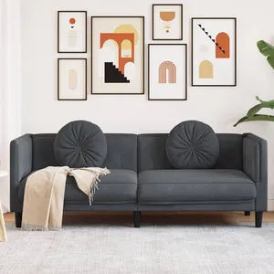vidaXL Canapé avec coussins 3 places gris foncé velours pas cher