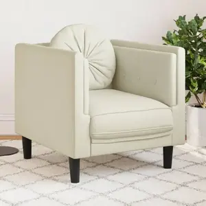 Comparateur de prix : vidaXL Fauteuil avec coussin crème velours