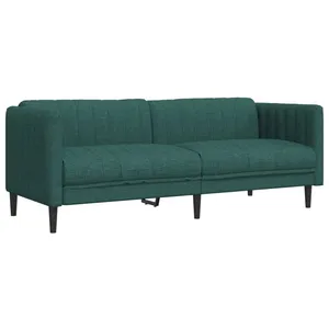 vidaXL Canapé à 3 places vert foncé tissu pas cher