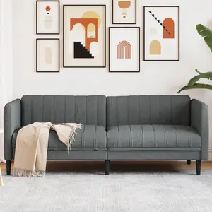 vidaXL Canapé à 3 places gris foncé tissu pas cher