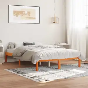 vidaXL Cadre de lit cire marron 140x200 cm bois de pin massif pas cher
