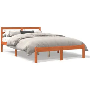 vidaXL Cadre de lit sans matelas cire marron 150x200cm bois pin massif pas cher