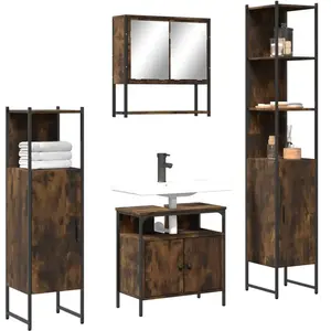 Comparateur de prix : vidaXL Ensemble de meubles de salle de bain 4 pcs Chêne fumé Bois