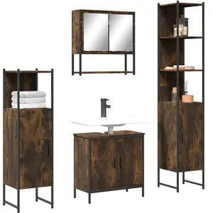 Comparateur de prix : vidaXL Ensemble de meubles de salle de bain 4 pcs Chêne fumé Bois