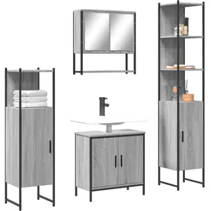 Comparateur de prix : vidaXL Ensemble de meubles de salle de bain 4 pcs Sonoma gris