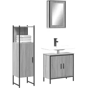 Comparateur de prix : vidaXL Ensemble de meubles de salle de bain 3 pcs Sonoma gris