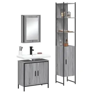 vidaXL Ensemble de meubles de salle de bain 3 pcs Sonoma gris pas cher