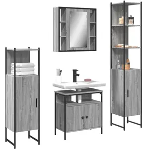 Comparateur de prix : vidaXL Ensemble d'armoires de salle de bain 4 pcs sonoma gris