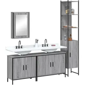Vidaxl ensemble de meubles de salle de bain 4 pcs sonoma gris pas cher