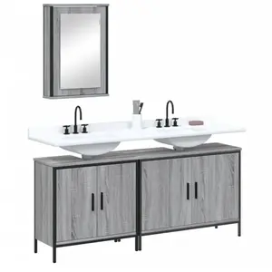 vidaXL Ensemble de meubles de salle de bain 3 pcs Sonoma gris pas cher