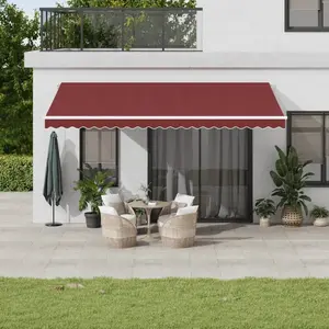 vidaXL Auvent manuel rétractable avec LED bordeaux 500x300 cm pas cher